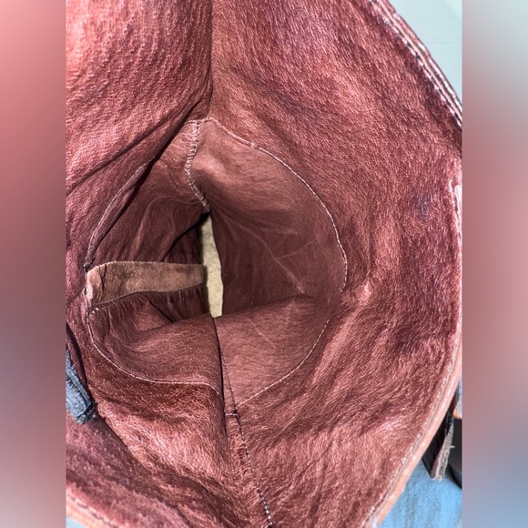 UGG Womens Raya Brown Leather And Suede Tall Heeled Boots Sheepskin Trim Size 9 - Picture 13 of 16